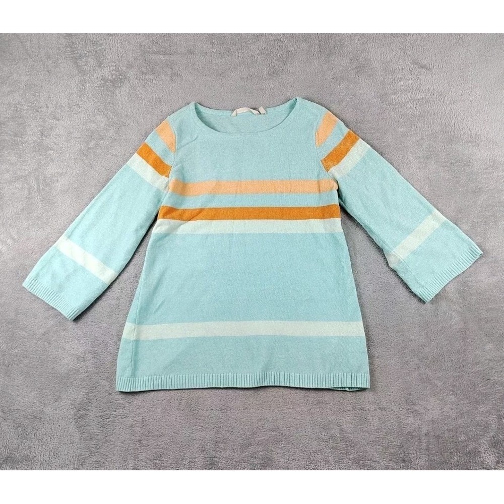 SOFT SURROUNDINGS Blue Zofia Striped Chenille Sweater SIZE XS